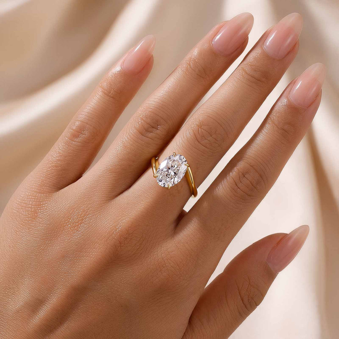 Bypass 2.0Ct/5.5 Ct Oval Cut Solitaire Engagement Ring In 925 Sterling Silver