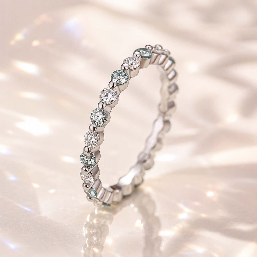 Rodiffy Moissanite 1.2 Ct Green Round Cut White Gold Anniversary Ring