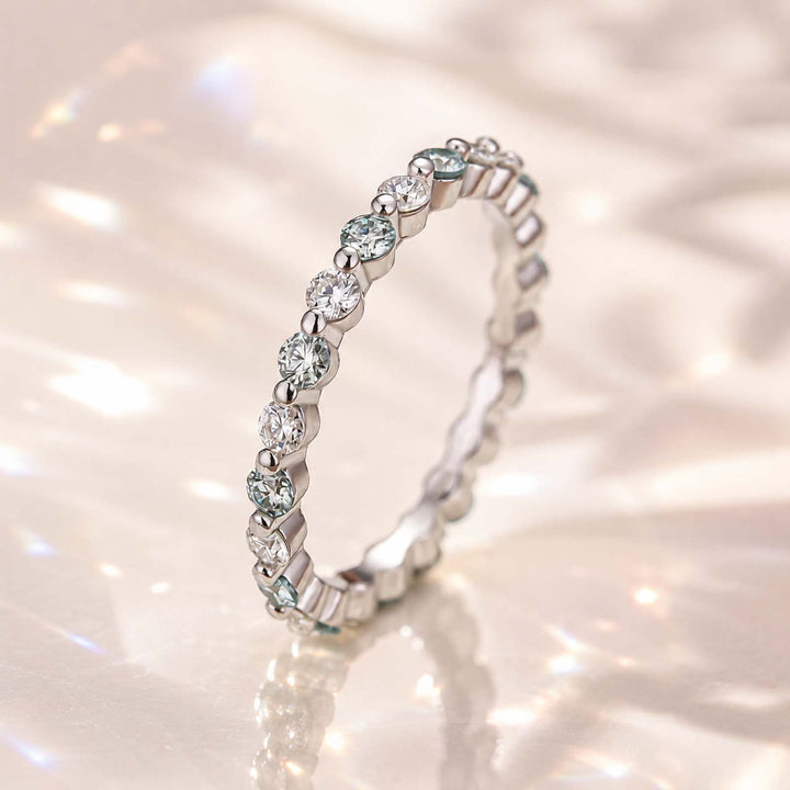 Rodiffy Moissanite 1.2 Ct Green Round Cut White Gold Anniversary Ring