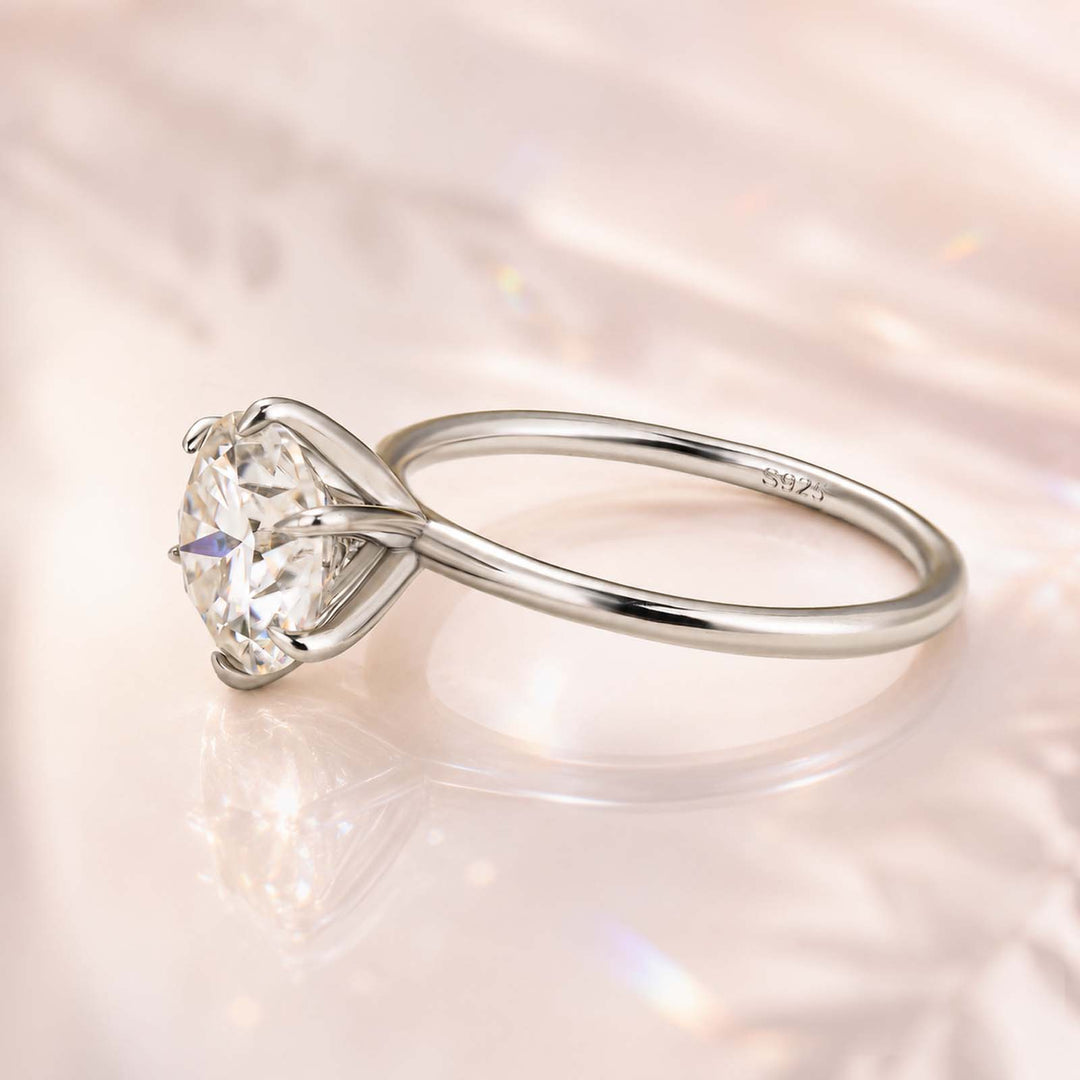 Rodiffy Moissanite 2.0 Ct ~ 4.0 Ct Round Cut 6 Prong Engagement Ring For Women