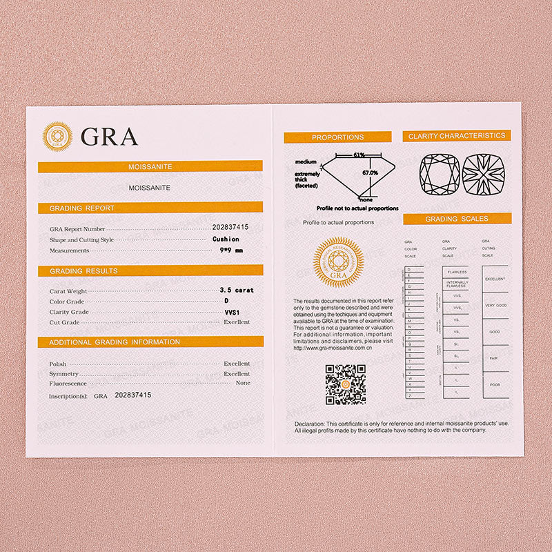 Moissanite 3.5Ct Cushion Cut White Gold Pendant Necklace