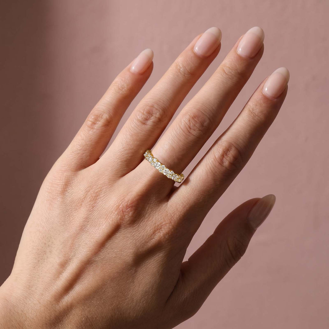 Rodiffy Moissanite 2.5 Ct Yellow Gold Round Cut Full Wedding Band for Women