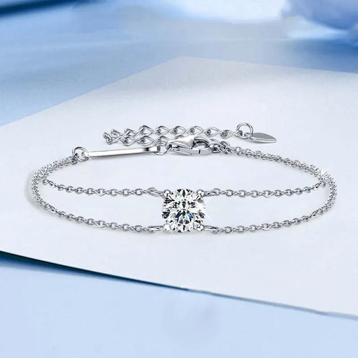 Rodiffy Moissanite 1.0 Ct 4 Prongs Round Cut Bracelet