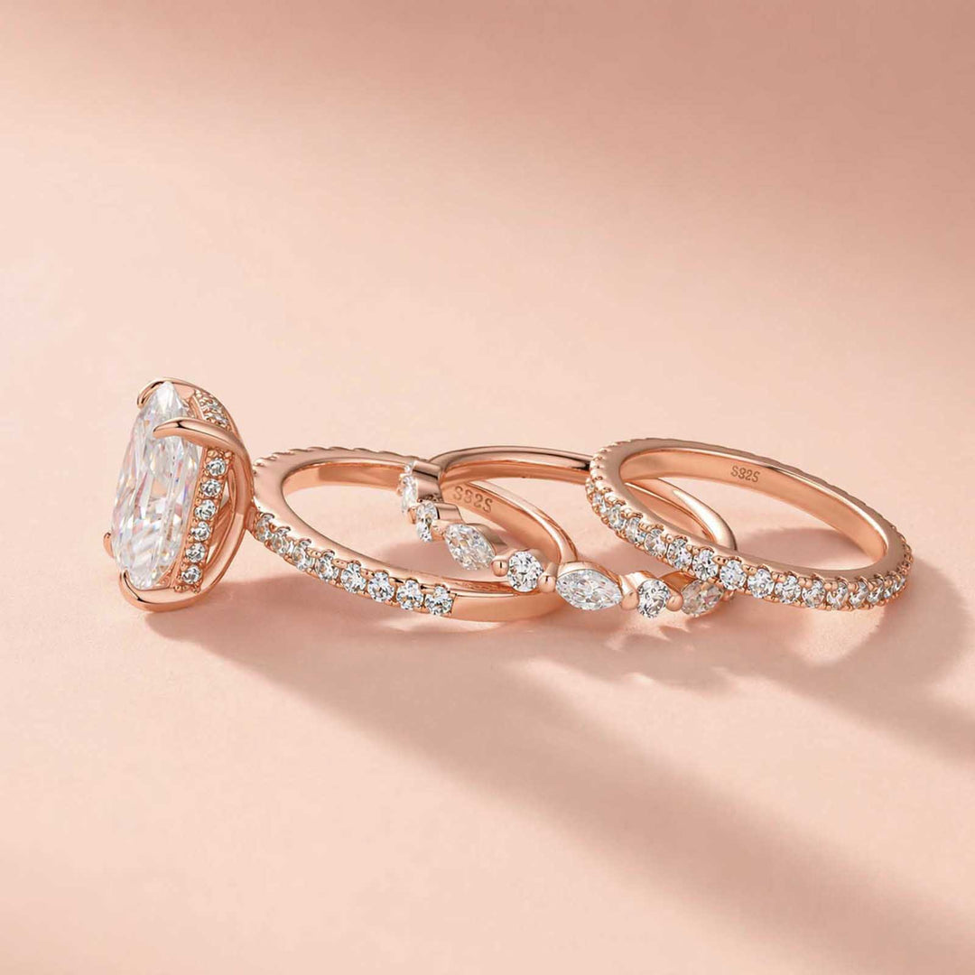 Rodiffy 3.5 Ct Radiant Cut Moissanite Diamond Wedding Ring with Round & Marquise Accents Bands