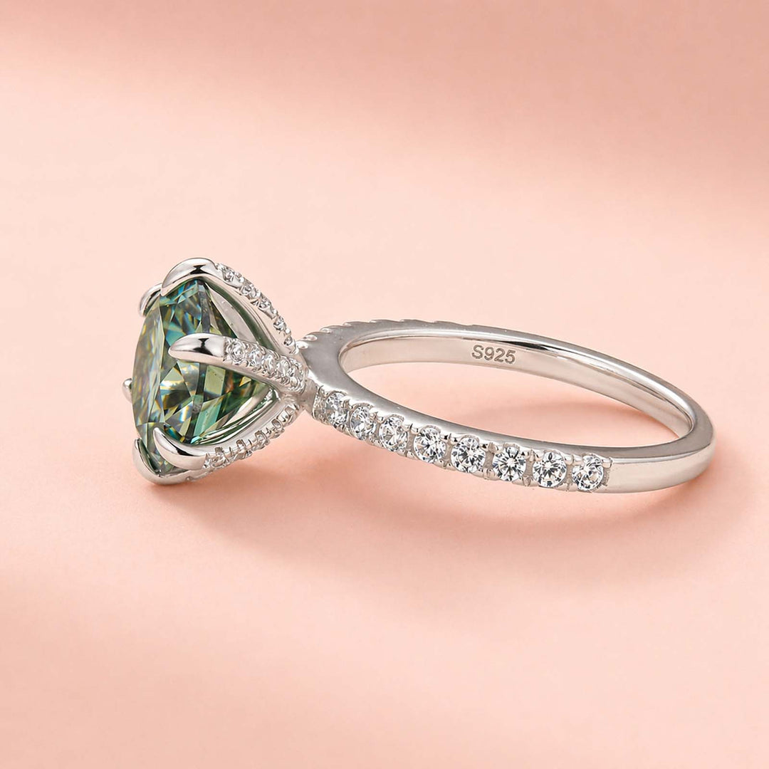 Rodiffy Moissanite 3.0Ct Round Cut 6 Prong White Gold Promise Rings For Women