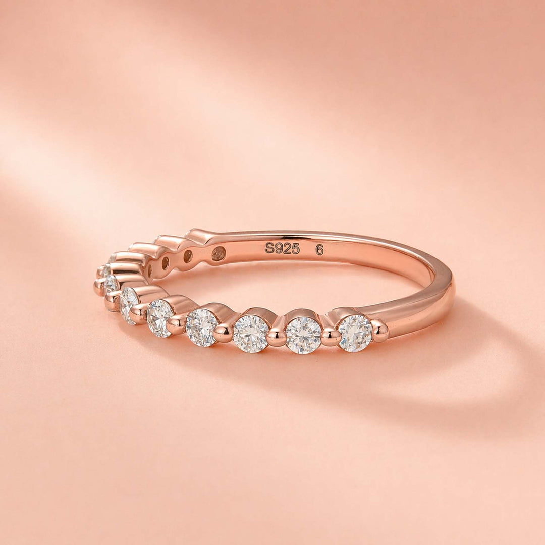 S925 Moissanite 0.4 Ct Rose Gold Half Eternity Thin Women's Wedding Band