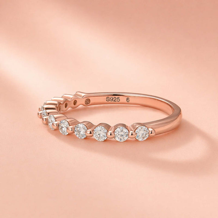 S925 Moissanite 0.4 Ct Rose Gold Half Eternity Thin Women&