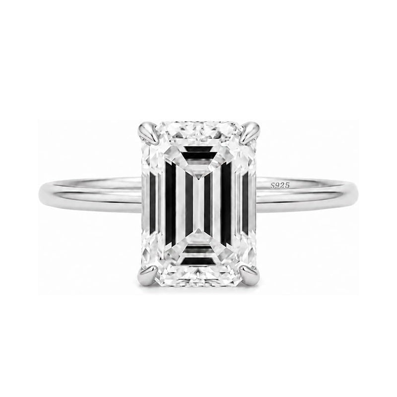 Rodiffy Moissanite 3.5 Ct Emerald Cut Solitaire Engagement Ring For Her
