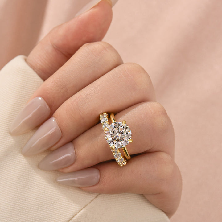 Moissanite S925 2.0Ct/4.0Ct Round Cut White Gold/Yellow Gold Wedding Ring Set