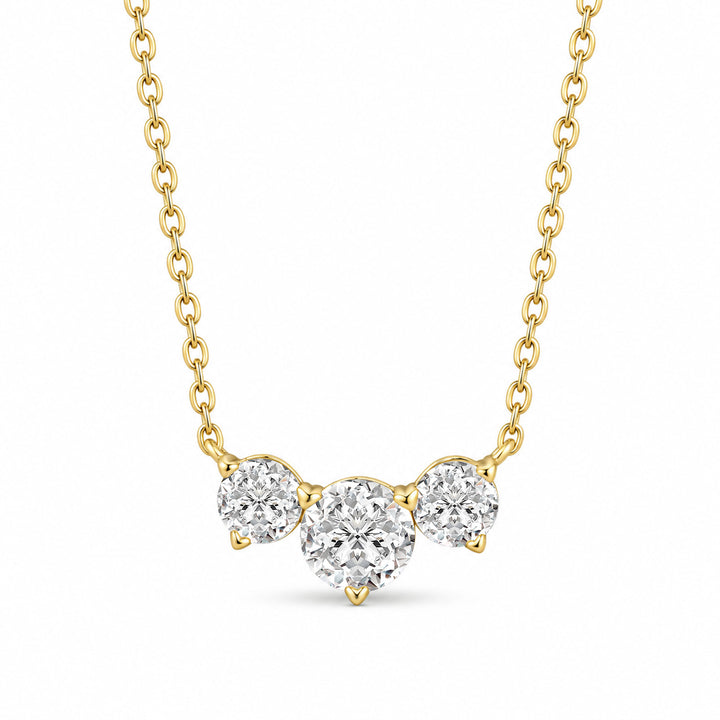 Moissanite 1.6Ct Round Three Stone Necklace In 925 Sterling Silver