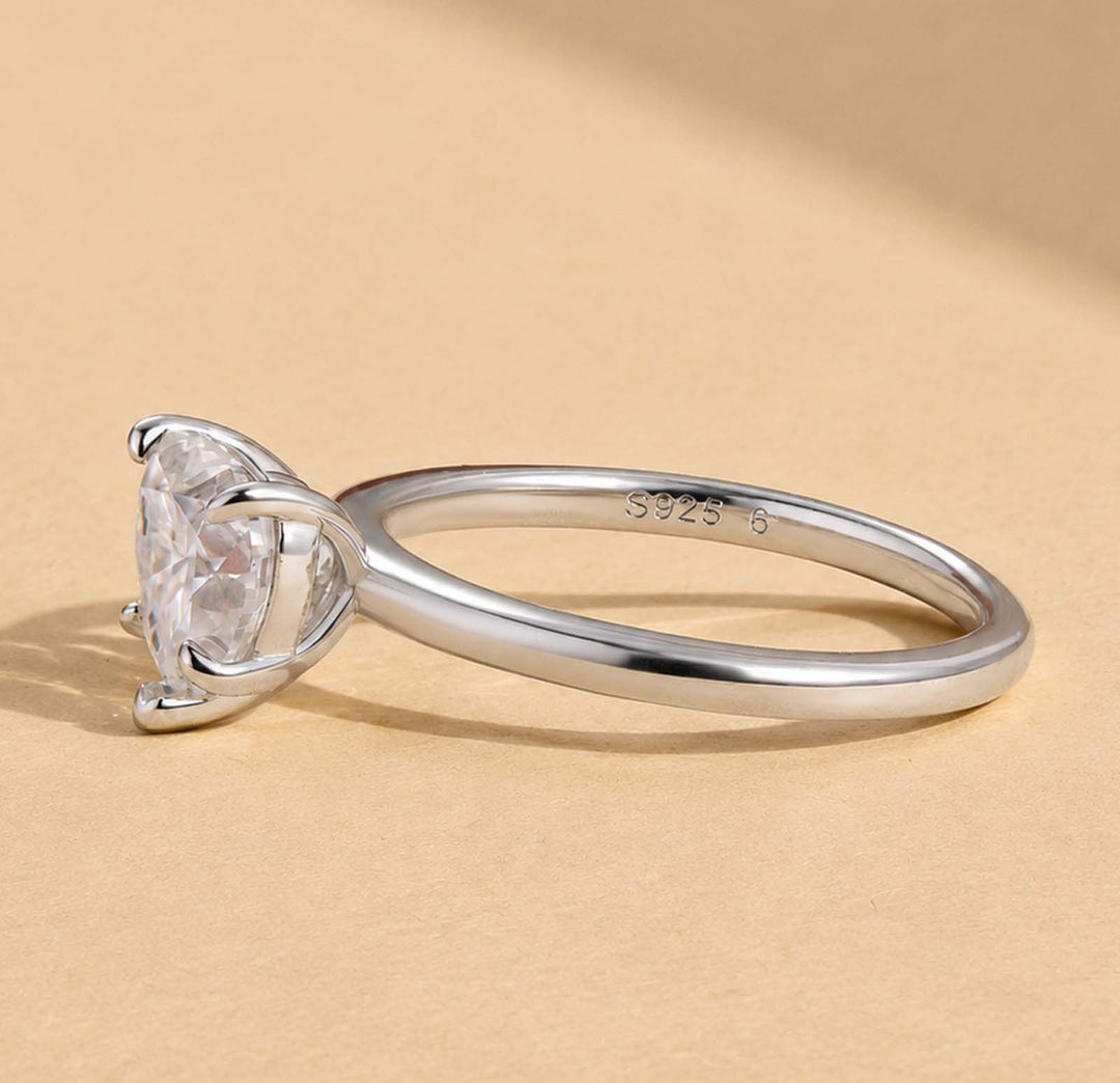 S925 Moissanite Solitaire 1.0Ct Heart Cut Promise Ring Everyday Wearable Ring