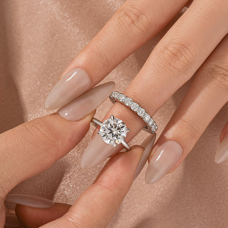 Moissanite S925 2.0Ct/4.0Ct Round Cut White Gold/Yellow Gold Wedding Ring Set