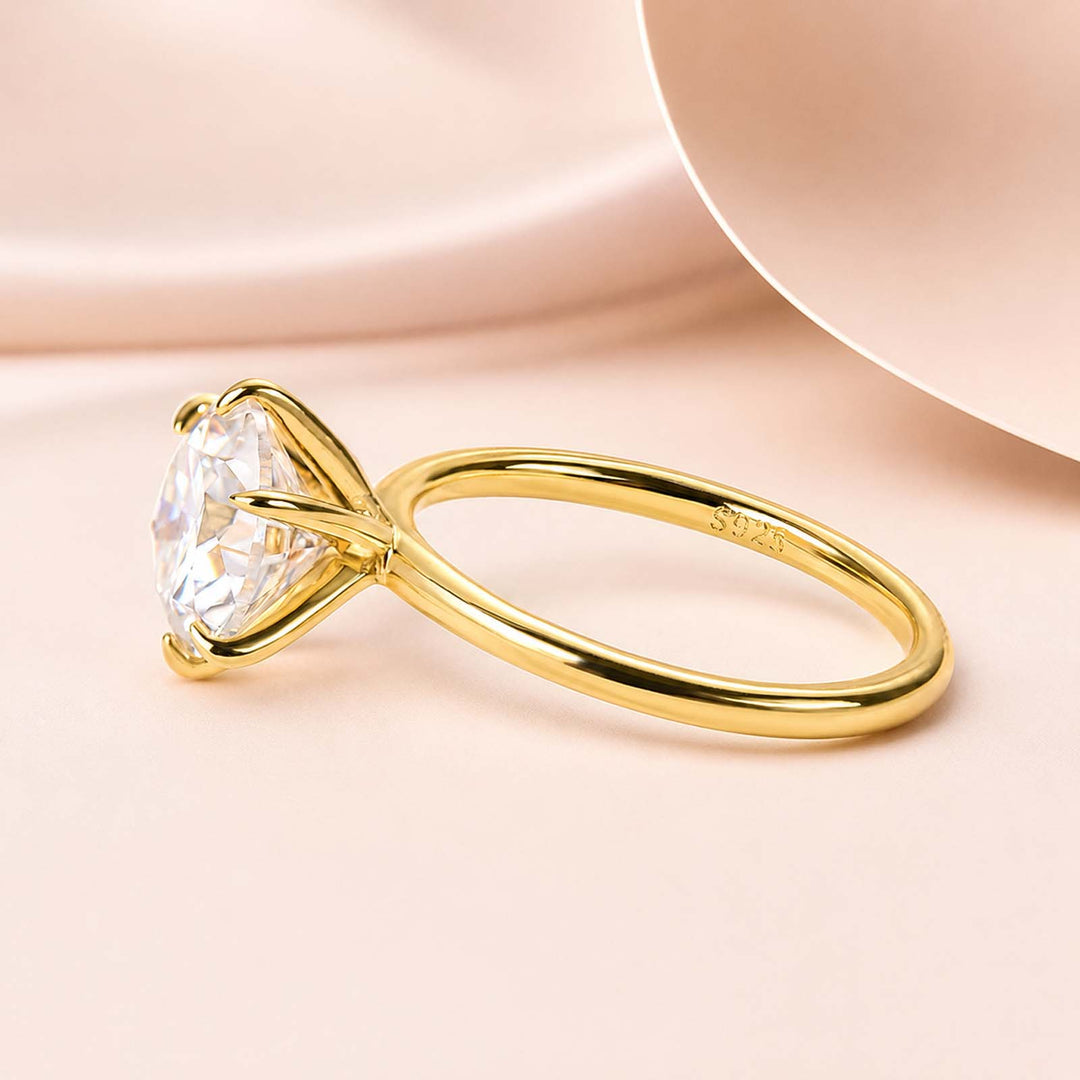 Rodiffy Moissanite 2.0 Ct Round Cut 6 Prong Yellow Gold Engagement Ring
