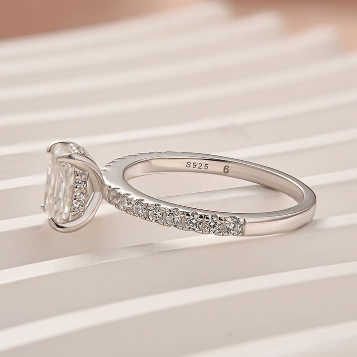 Rodiffy Moissanite 1.0Ct Radiant Cut White Gold Engagement Ring For Women