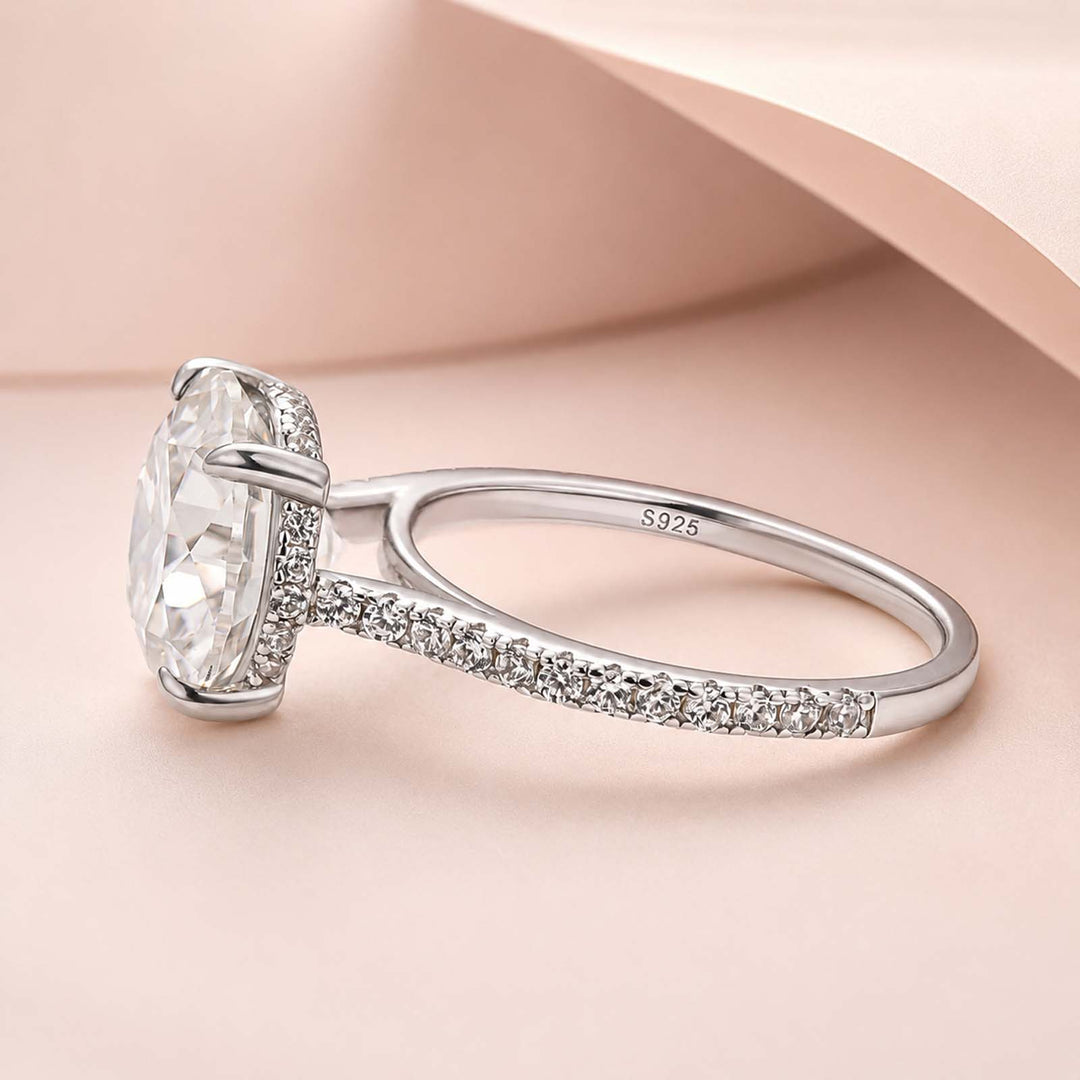 Moissanite 4.0 Ct Round White Gold Pave Engagement Ring