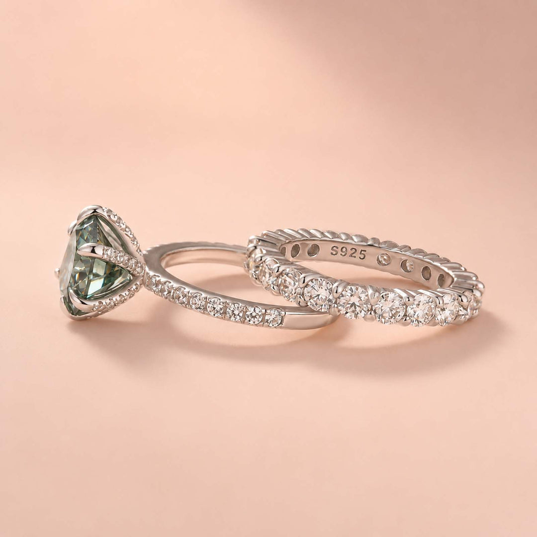 Rodiffy Moissanite 3.0Ct Round Cut 6 Prong White Gold Promise Rings For Women