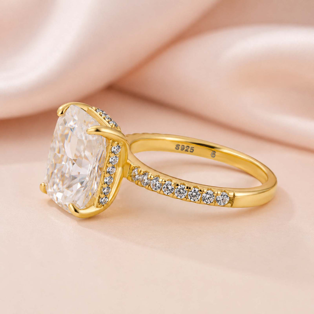 Rodiffy Moissanite 2.0 Ct~4.0 Ct Radiant Cut Yellow Gold Engagement Ring For Women