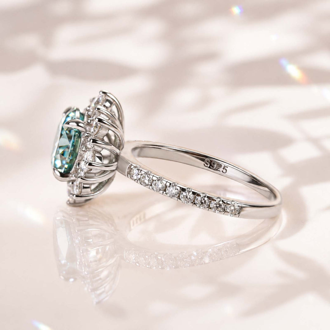 Rodiffy Moissanite 2.0 Ct Turquoise Snowflake Design Travel Ring