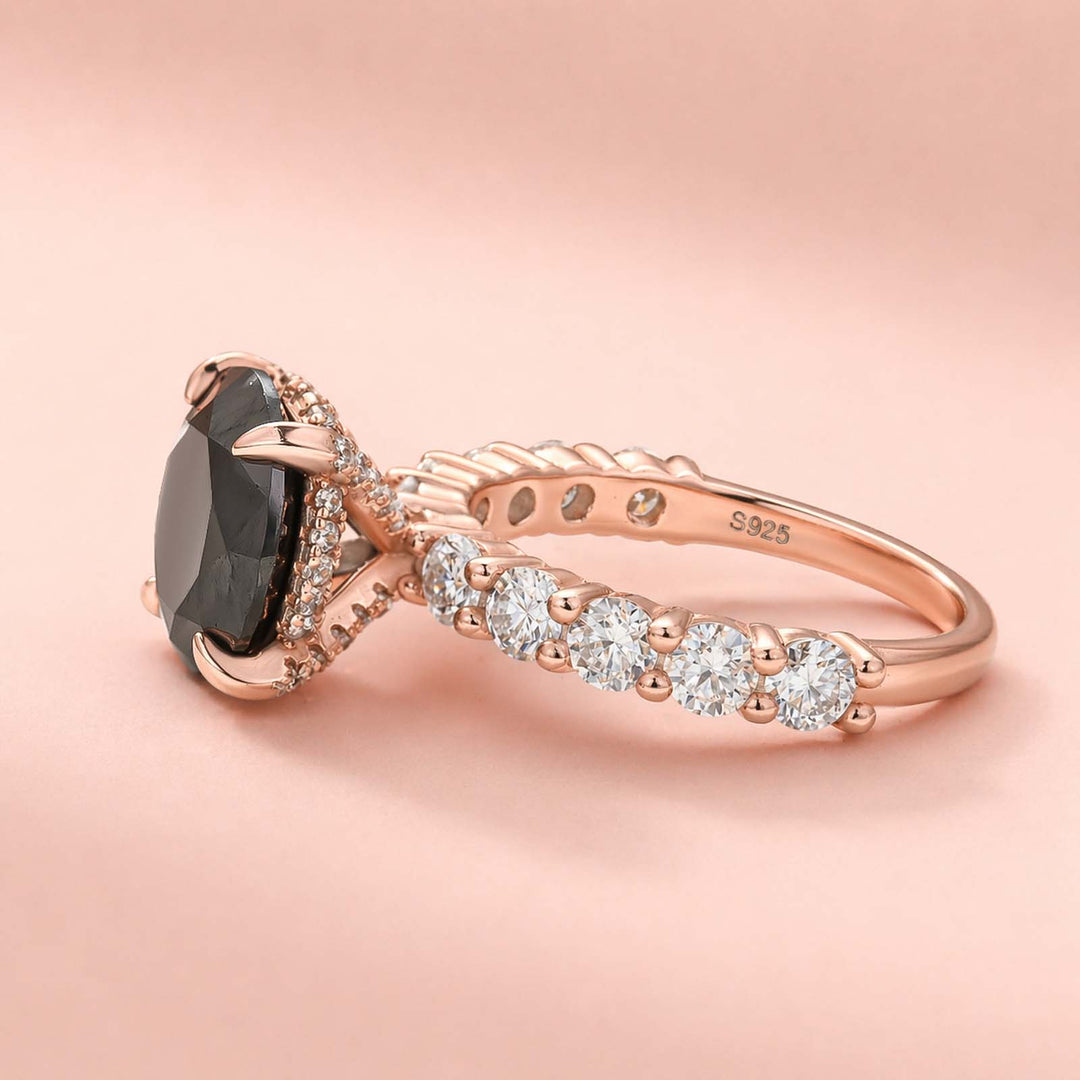Rodiffy Black Moissanite Stone 4.0 Ct Round Cut Rose Gold Engagement Ring