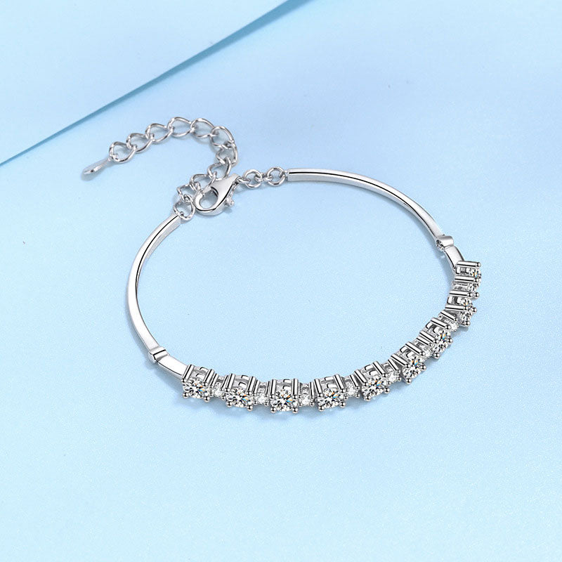 Rodiffy Moissanite 3.0 Ct White Gold Round Cut Bracelet