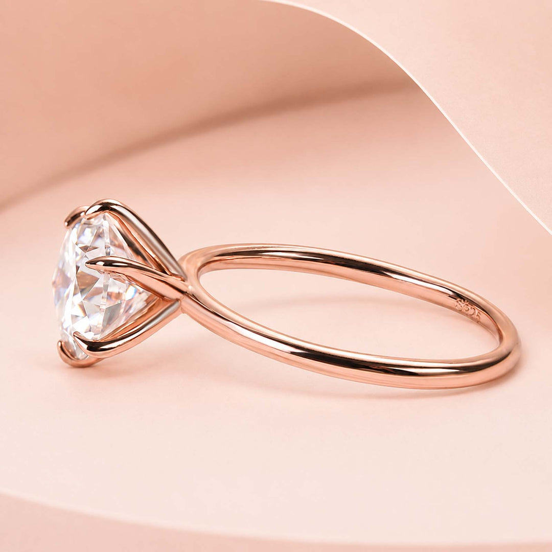 Rodiffy Moissanite 2.0 Ct Round Cut 6 Prong Rose Gold Engagement Ring