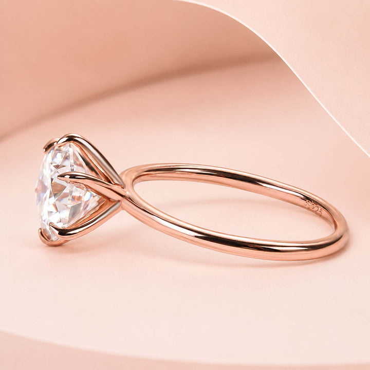 Rodiffy Moissanite 2.0 Ct Round Cut 6 Prong Rose Gold Engagement Ring