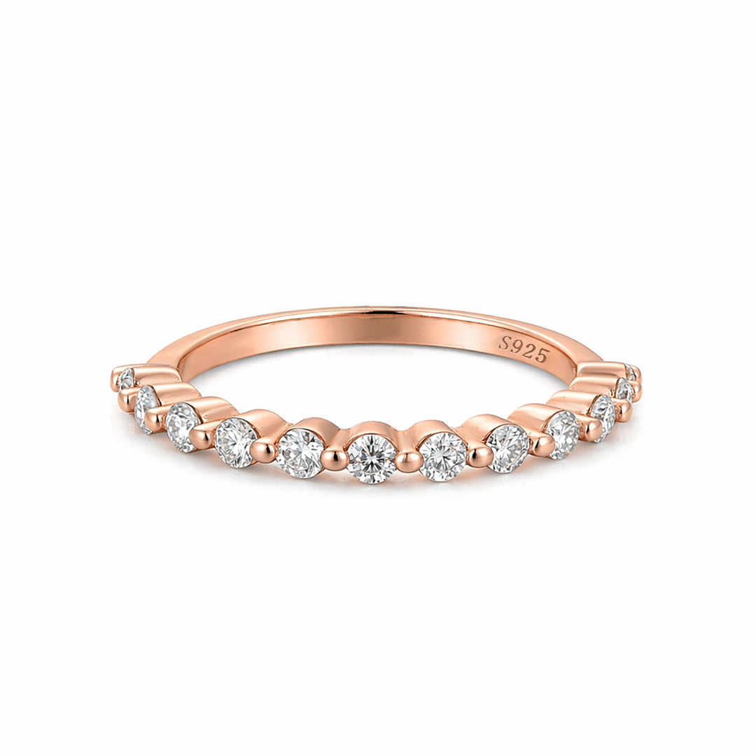 S925 Moissanite 0.4 Ct Rose Gold Half Eternity Thin Women's Wedding Band