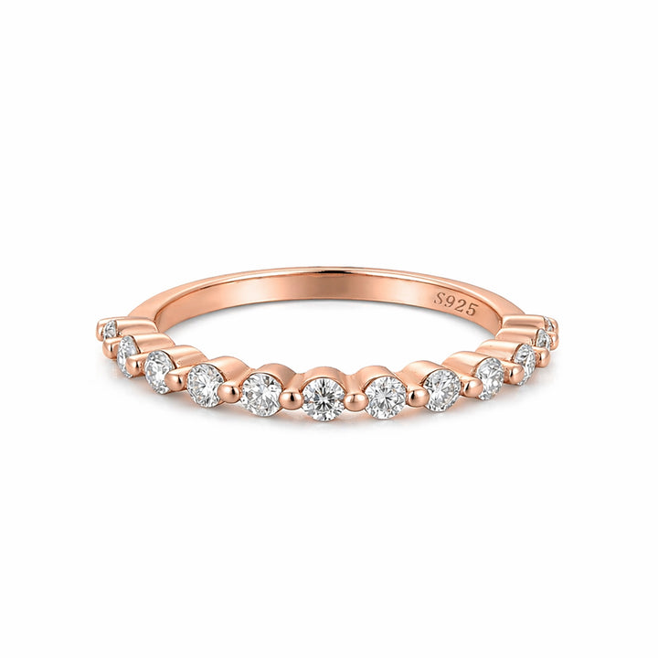 S925 Moissanite 0.4 Ct Rose Gold Half Eternity Thin Women&