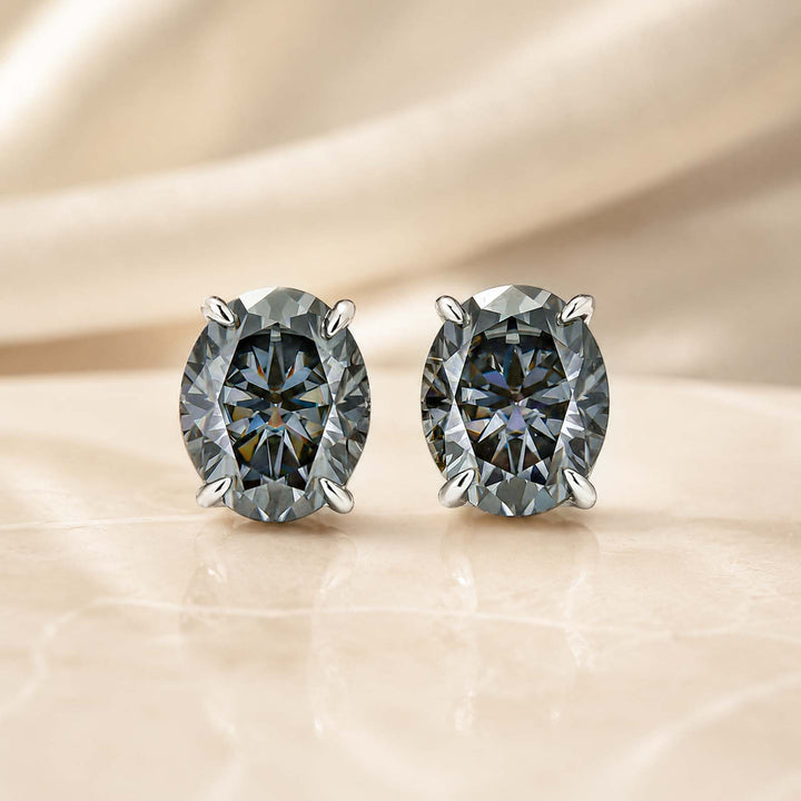 S925 Moissanite 3Ct*2Pcs Oval Cut Stud Earrings Classic Daily Wedding Jewelry Gift For Women