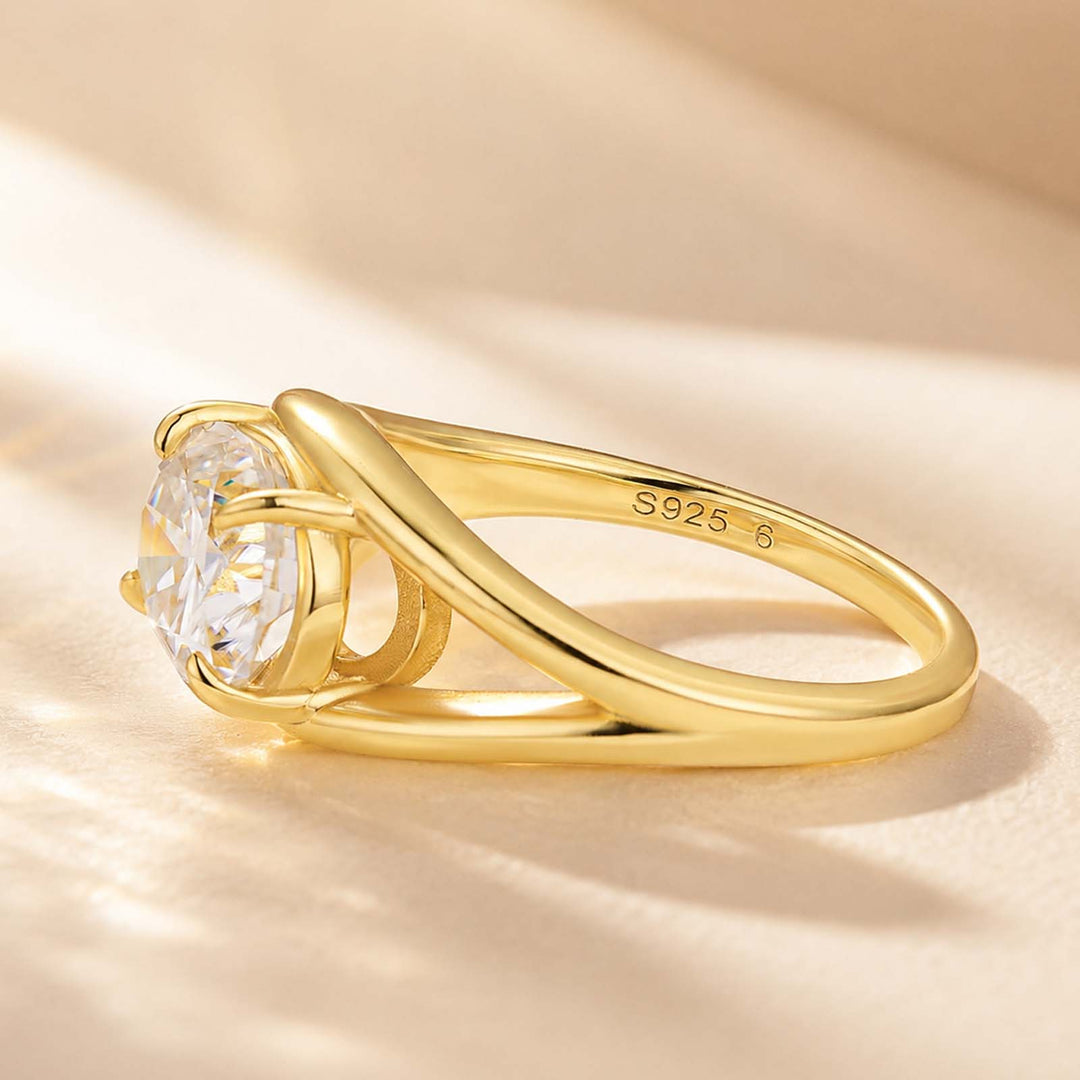 S925 Moissanite 2.0Ct Oval Cut Open Split Shank Travel Ring Everyday Wearable Ring For Her