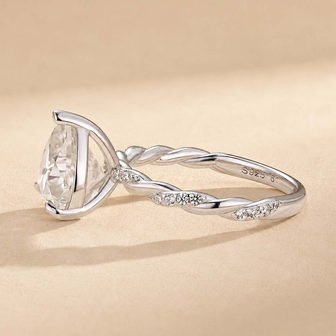 S925 Elegant Moissanite 3.0Ct Heart Cut Twist Romantic Everyday Wearable Ring For Date Nights