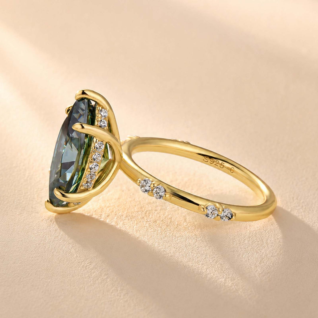 S925 Moissanite 4.0Ct Marquise Cut Green Self-Love Ring For Everyday Wear
