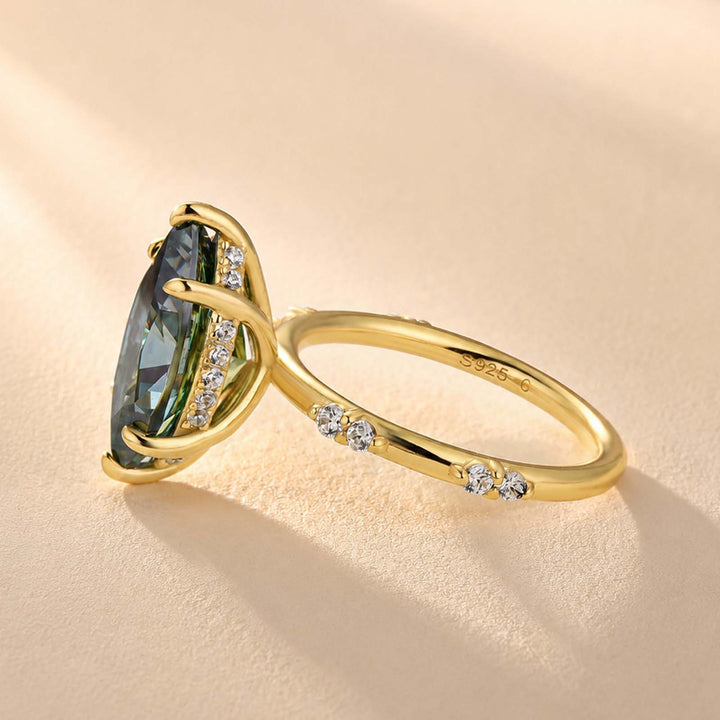 S925 Moissanite 4.0Ct Marquise Cut Green Self-Love Ring For Everyday Wear