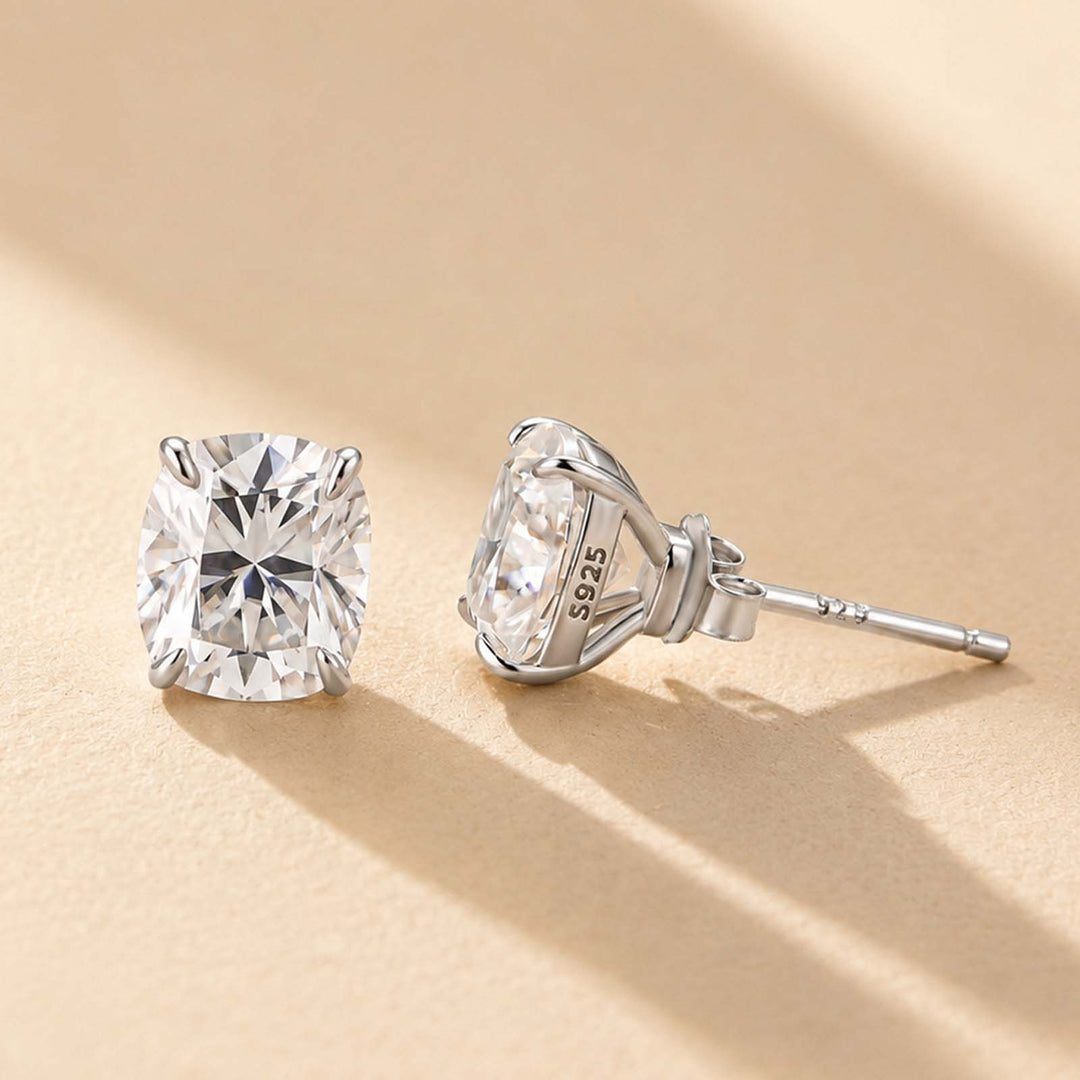 S925 Moissanite 1.5Ct*2 Cushion Cut Stud Earrings Matching Bridal Jewelry Set