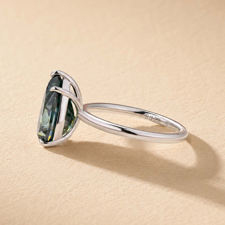 S925 Moisanite 4.0Ct Pear Cut Green Solitaire Promises Travel Ring For Women
