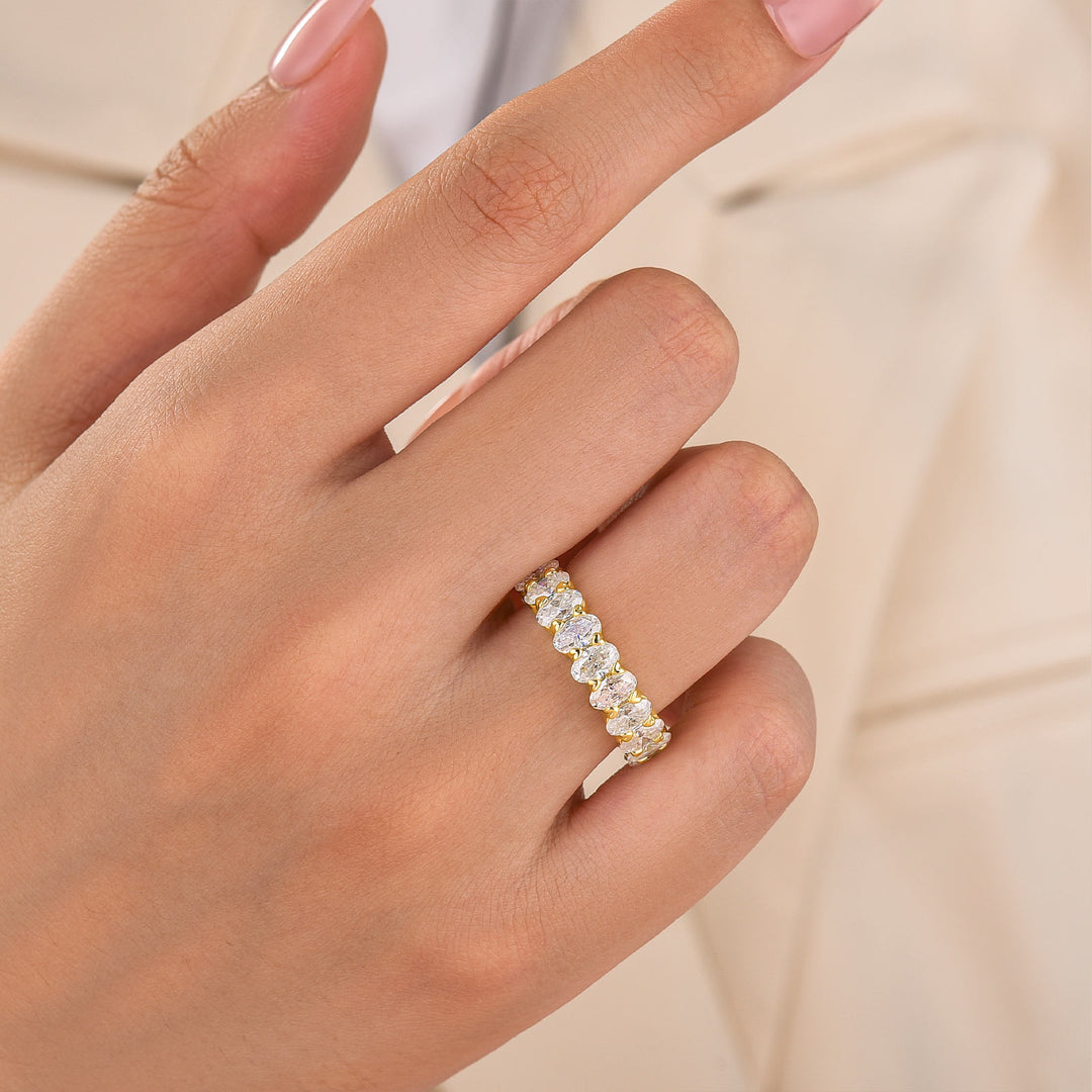 Moissanite 5.0CT Oval Cut Stackable Full Eternity Statement Ring For Daily Wear