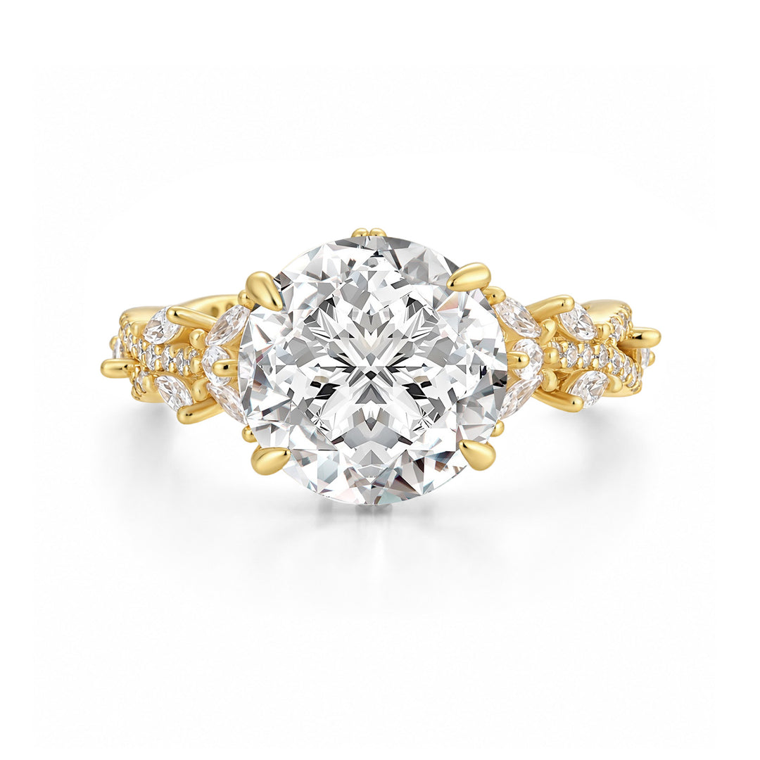 Moissanite 4.0Ct Round Cut Vintage Nature-Inspired Anniversary Ring