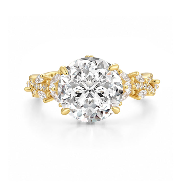 Moissanite 4.0Ct Round Cut Vintage Nature-Inspired Anniversary Ring