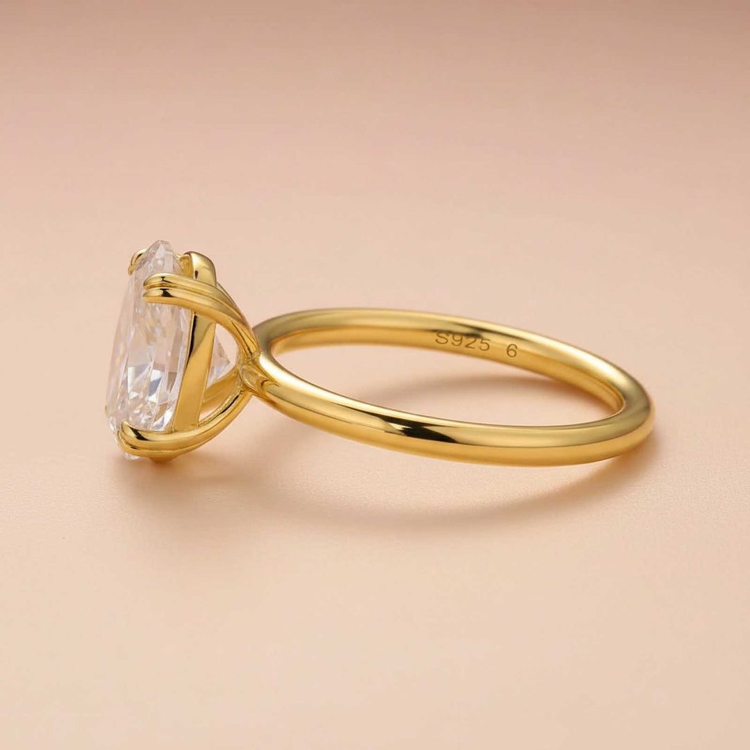 Rodiffy S925 Moissanite Solitaire 3.0Ct Oval Cut Yellow Gold Engagement Ring in Sterling Silver
