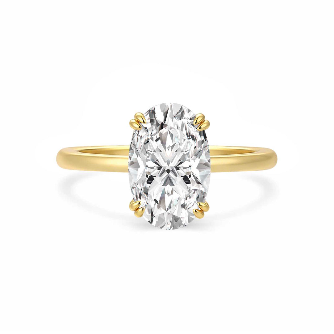 Rodiffy S925 Moissanite Solitaire 3.0Ct Oval Cut Yellow Gold Engagement Ring in Sterling Silver