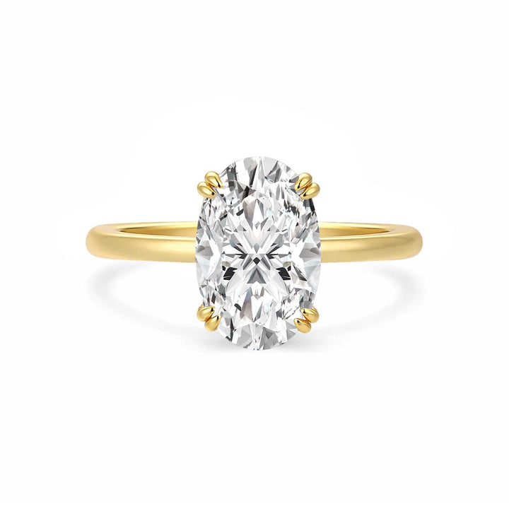 Rodiffy S925 Moissanite Solitaire 3.0Ct Oval Cut Yellow Gold Engagement Ring in Sterling Silver
