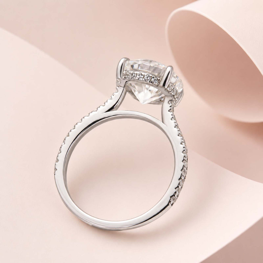 Moissanite 4.0 Ct Round White Gold Pave Engagement Ring