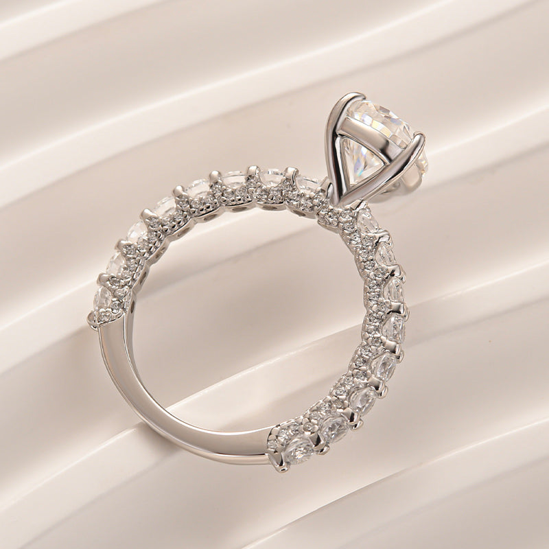 S925 Moissanite 2.0Ct Pear Cut White Gold Engagement Ring