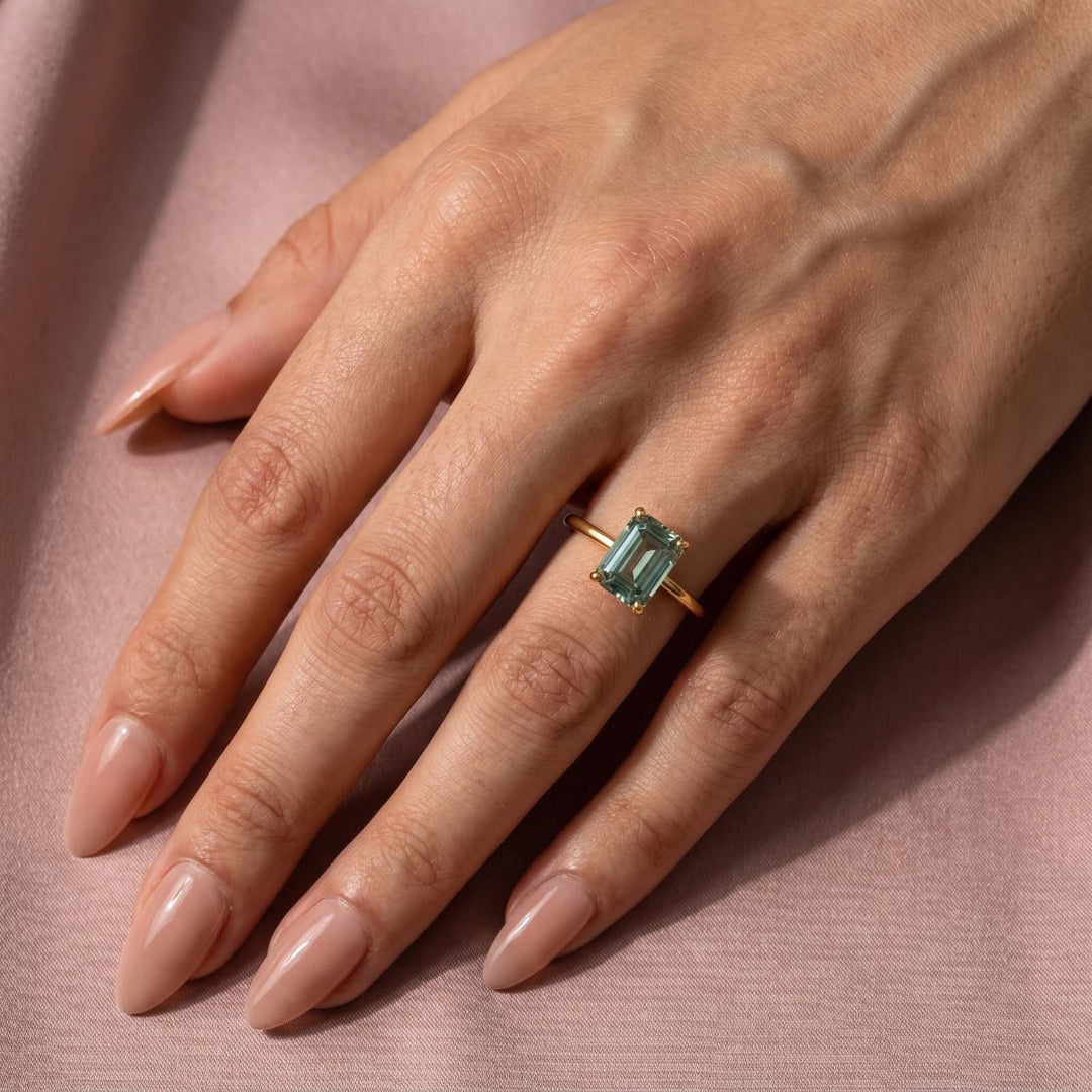 Rodiffy Moissanite 3.5 Ct Emerald Cut Solitaire Engagement Ring For Her