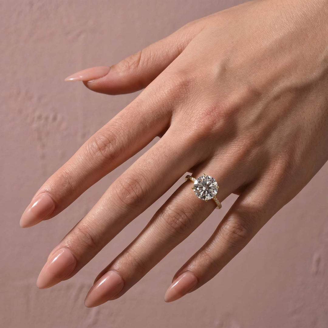 Rodiffy Moissanite 4.0 Ct Round Yellow Gold Engagement Ring