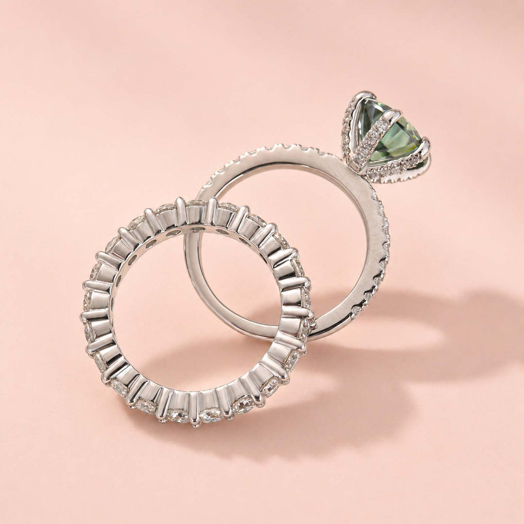Rodiffy Moissanite 3.0Ct Round Cut 6 Prong White Gold Promise Rings For Women