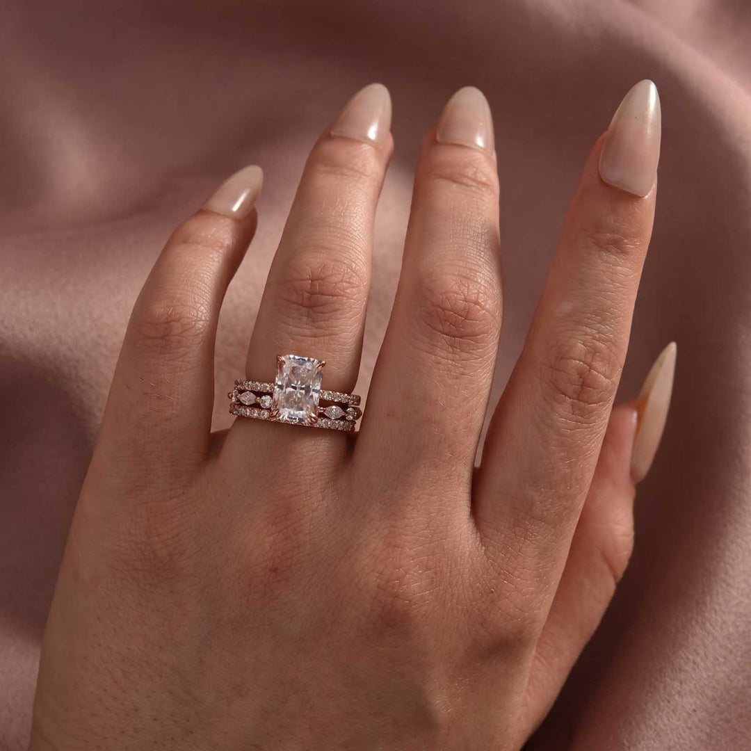 Rodiffy 3.5 Ct Radiant Cut Moissanite Diamond Wedding Ring with Round & Marquise Accents Bands