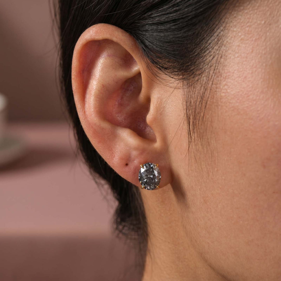 S925 Moissanite 3Ct*2Pcs Oval Cut Stud Earrings Classic Daily Wedding Jewelry Gift For Women