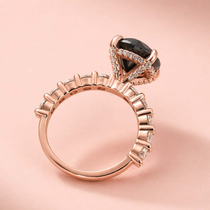 Rodiffy Black Moissanite Stone 4.0 Ct Round Cut Rose Gold Engagement Ring