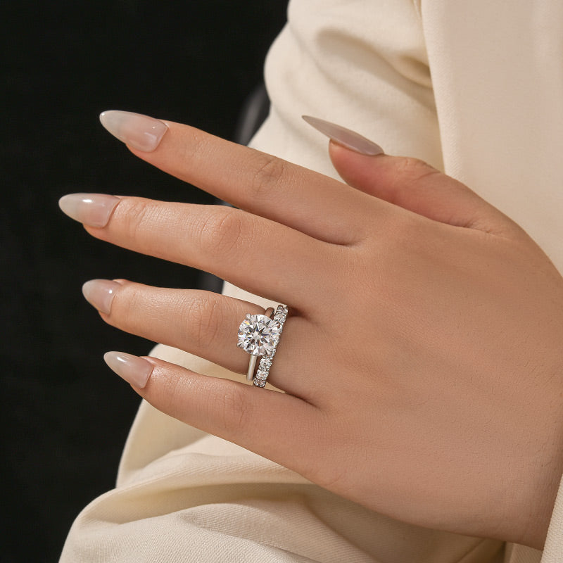 Moissanite S925 2.0Ct/4.0Ct Round Cut White Gold/Yellow Gold Wedding Ring Set